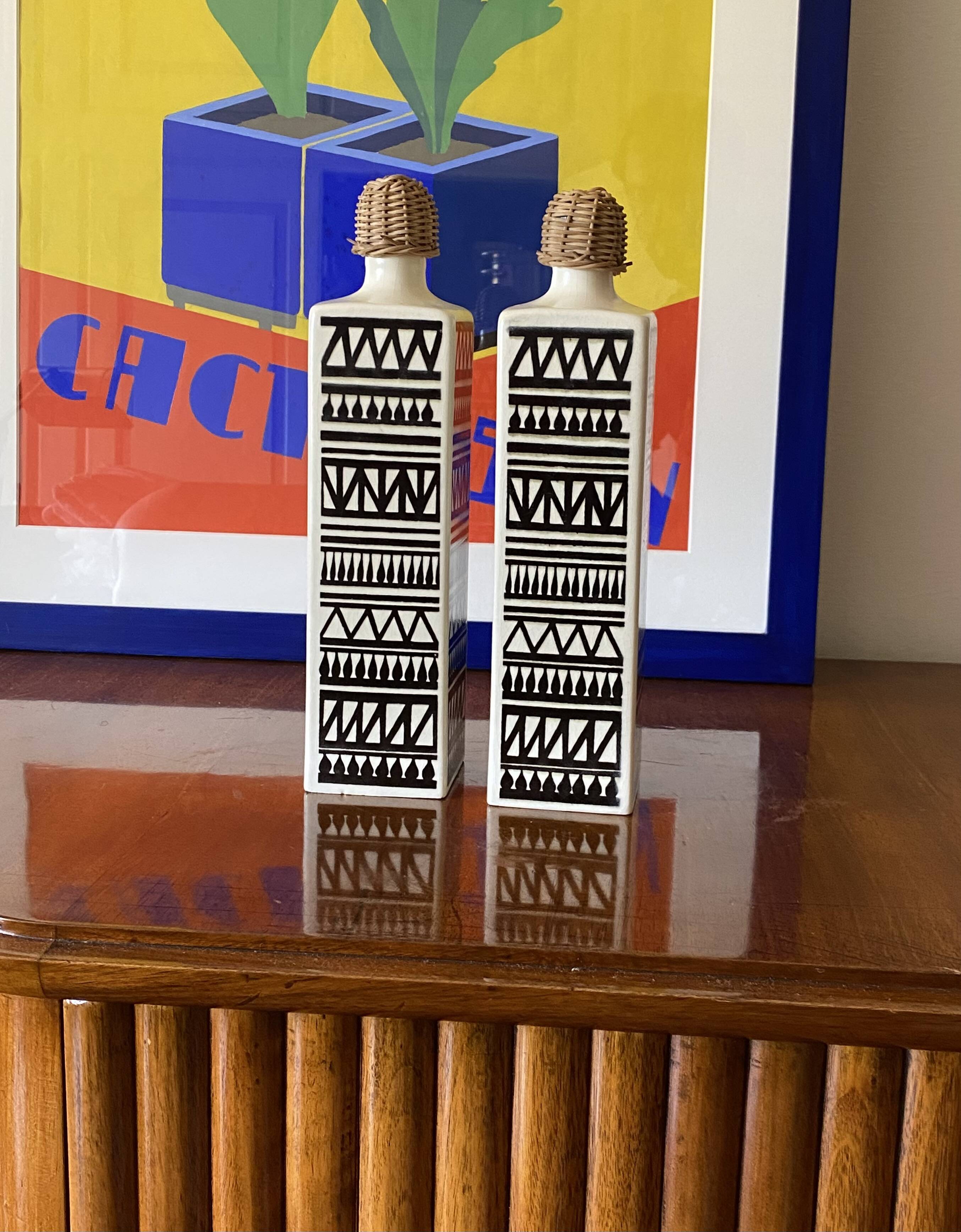 Mid-century set of 2 ceramic bottles, Staffel Limburg Germany, 1960s