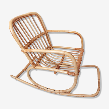 Rocking chair enfant en rotin vintage