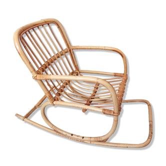 Rocking chair enfant en rotin vintage