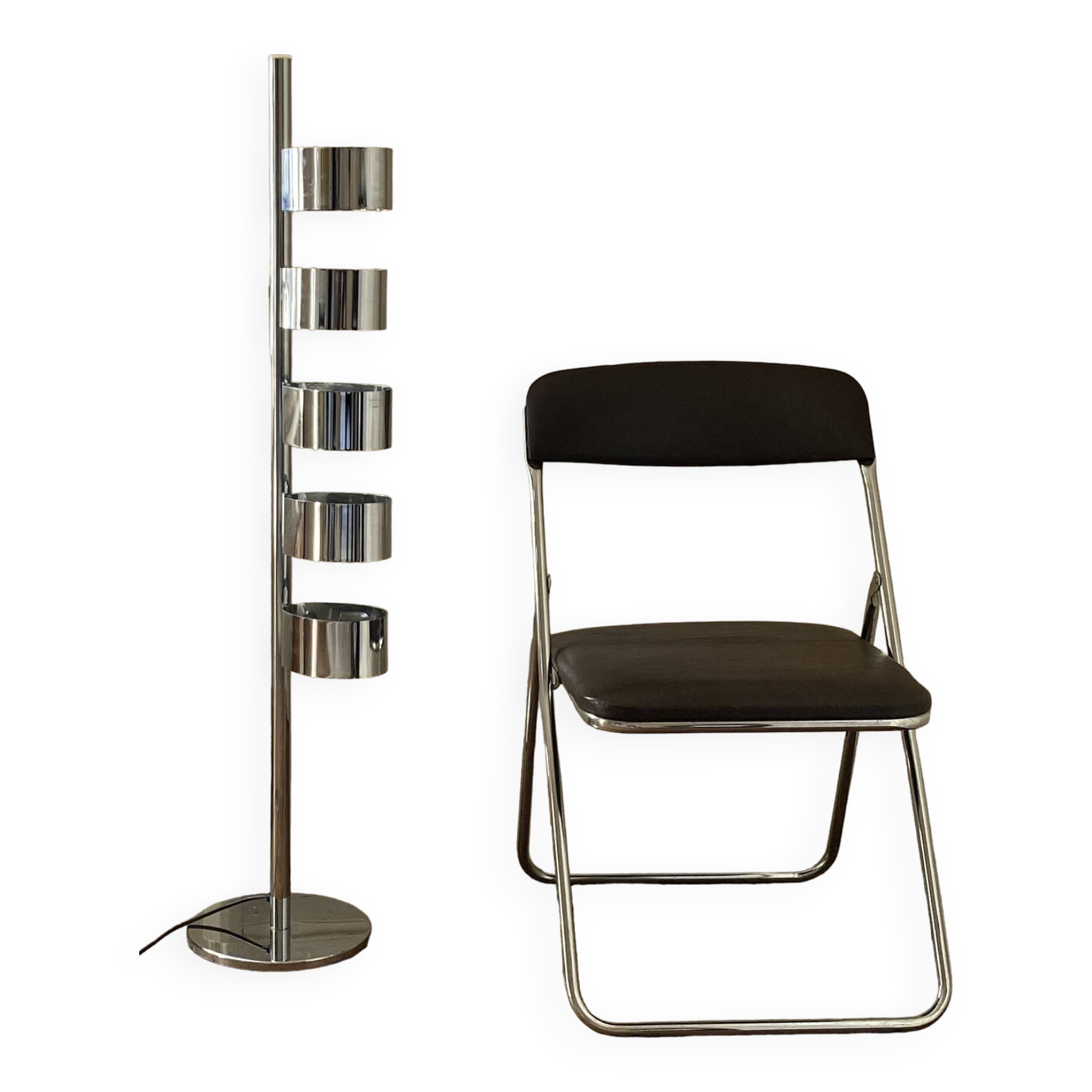 Space age floor lamp in chromed metal