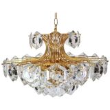 Large gilded brass and crystal chandelier by Kinkeldey, Germany, 1960s.