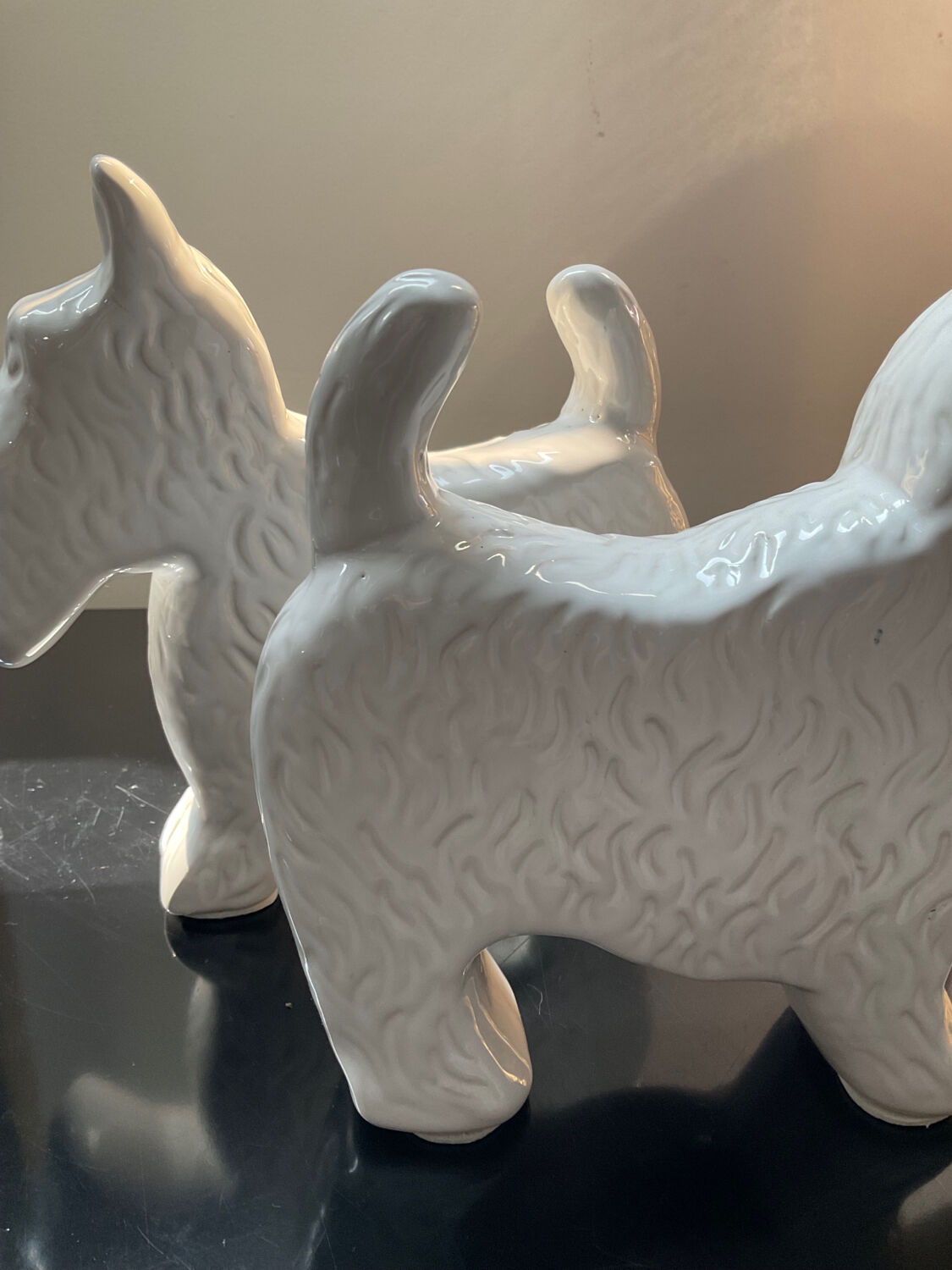 Pair of Scottish vintage bookends in glazed ceramic