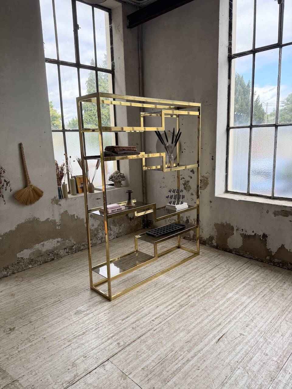 Brass shelf 1970 Belgo Chrom regency