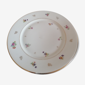 6 flowery flat plates, porcelain old romantic limoges