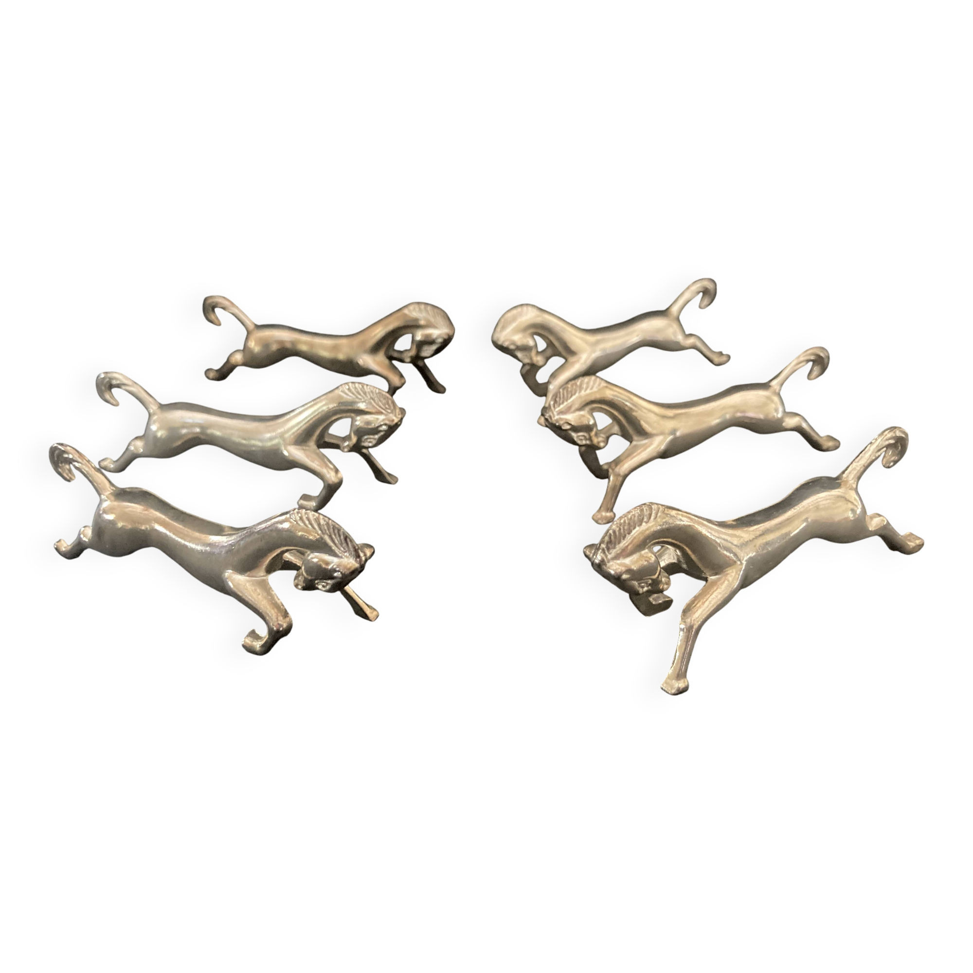 Vintage Rearing Horse Knife Rests – Set of 6 – Silver Plated Metal – Ar Style