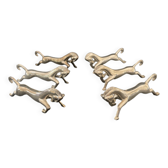 Vintage Rearing Horse Knife Rests – Set of 6 – Silver Plated Metal – Ar Style