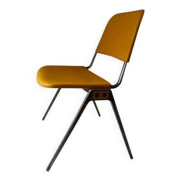 Vintage yellow metal chair Don Albinson for Knoll