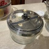 Crystal and silver-plated biscuit jar