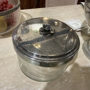 Pot à biscuit cristal et métal argenté