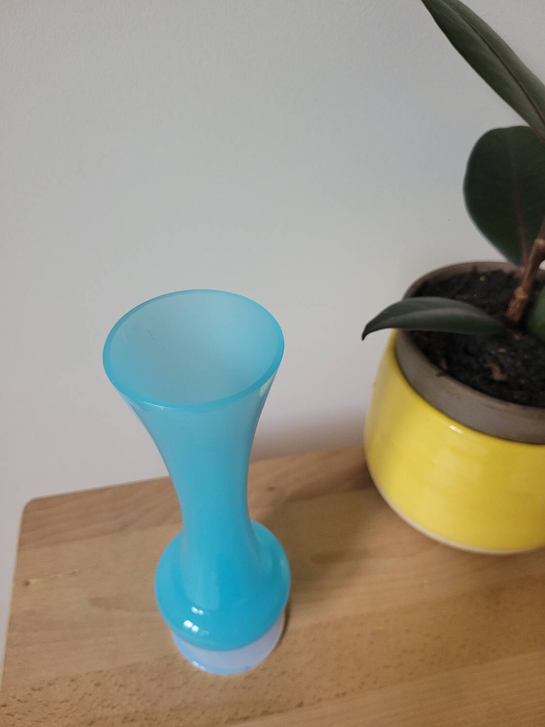 Tall blue opaline vase