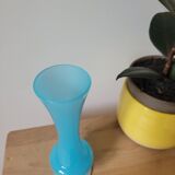 Tall blue opaline vase