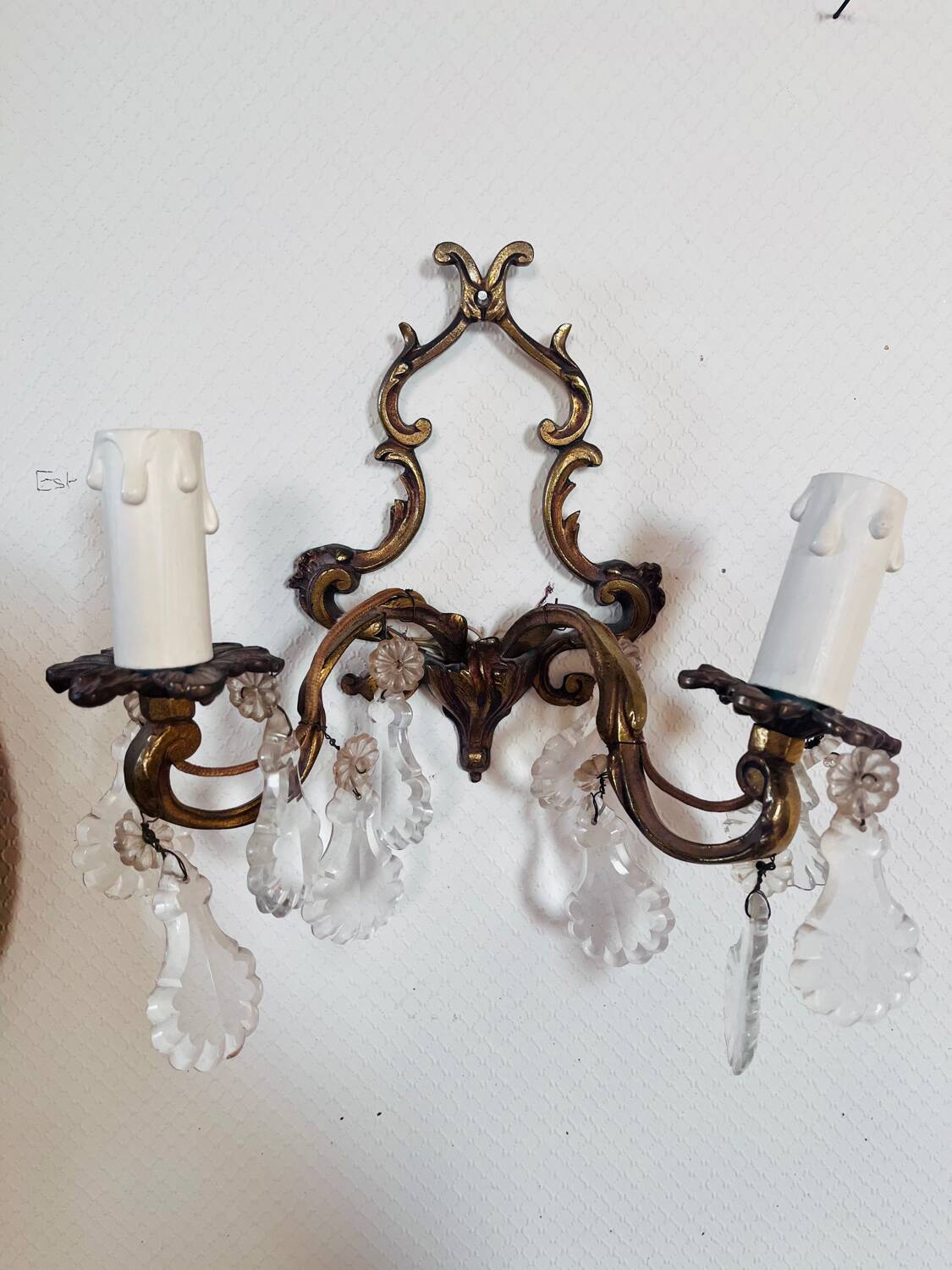 Antique wall light in gilded metal and tassels – 2 lights