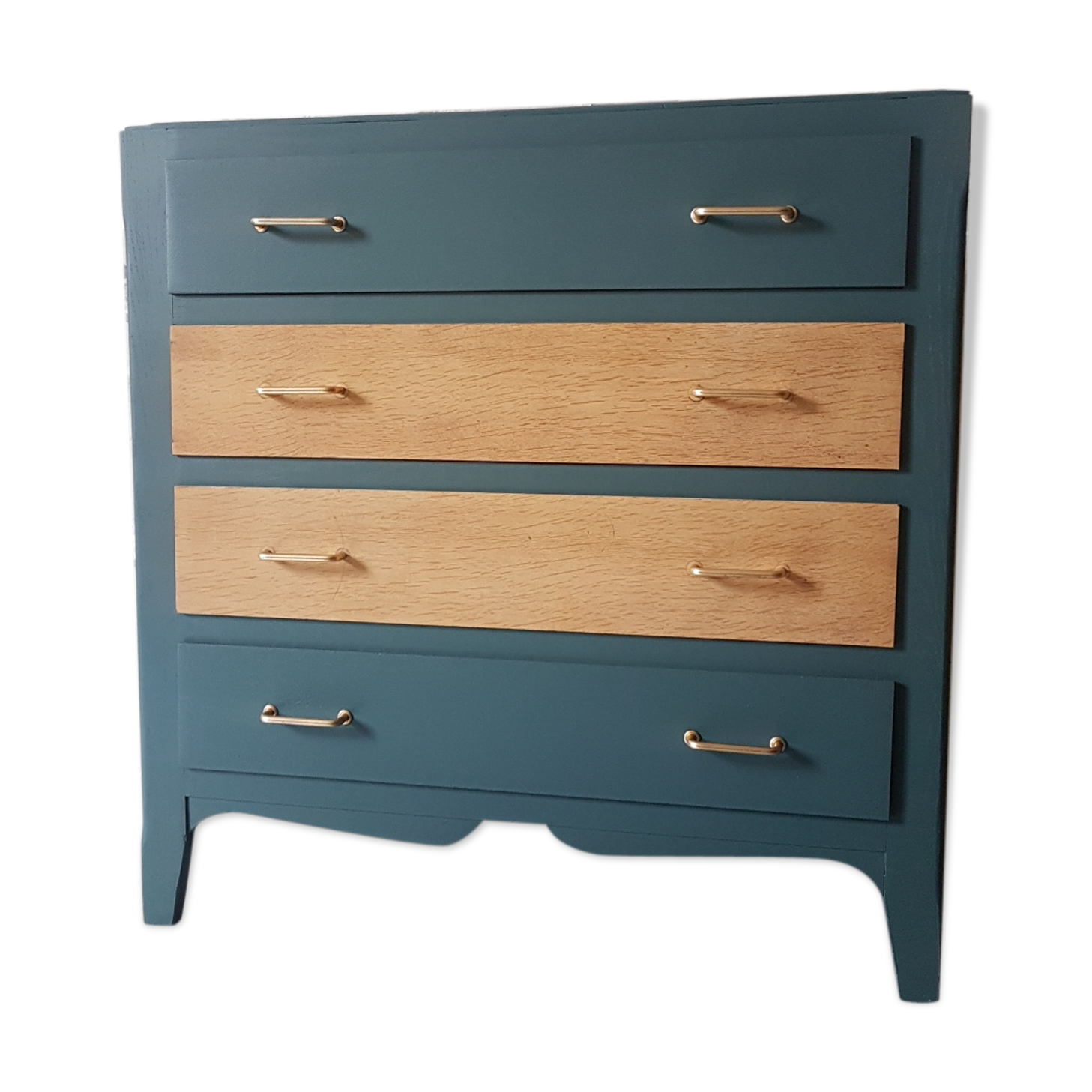 Vintage blue wood chest of drawers
