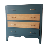 Vintage blue wood chest of drawers