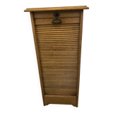 Rare oak filing cabinet with interior drawers and curtain closure, all e