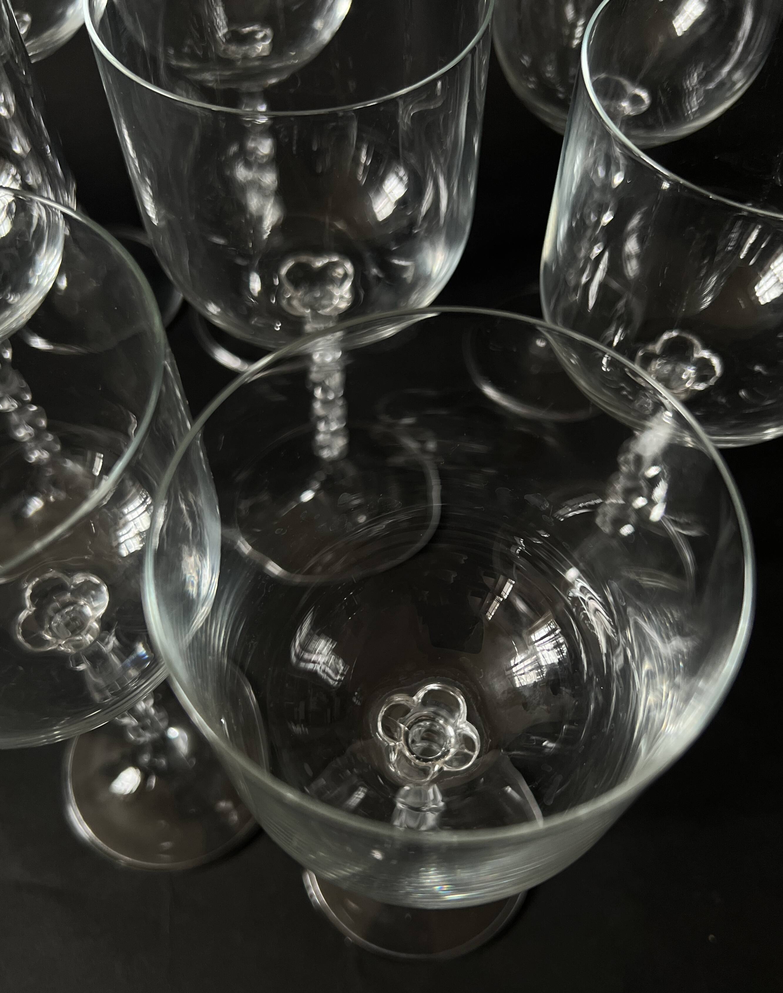 set of 8 genuine crystal wine glasses with Venetian beads