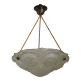 Plafonnier en verre Art Déco à décor de roses par Degué, vers 1930