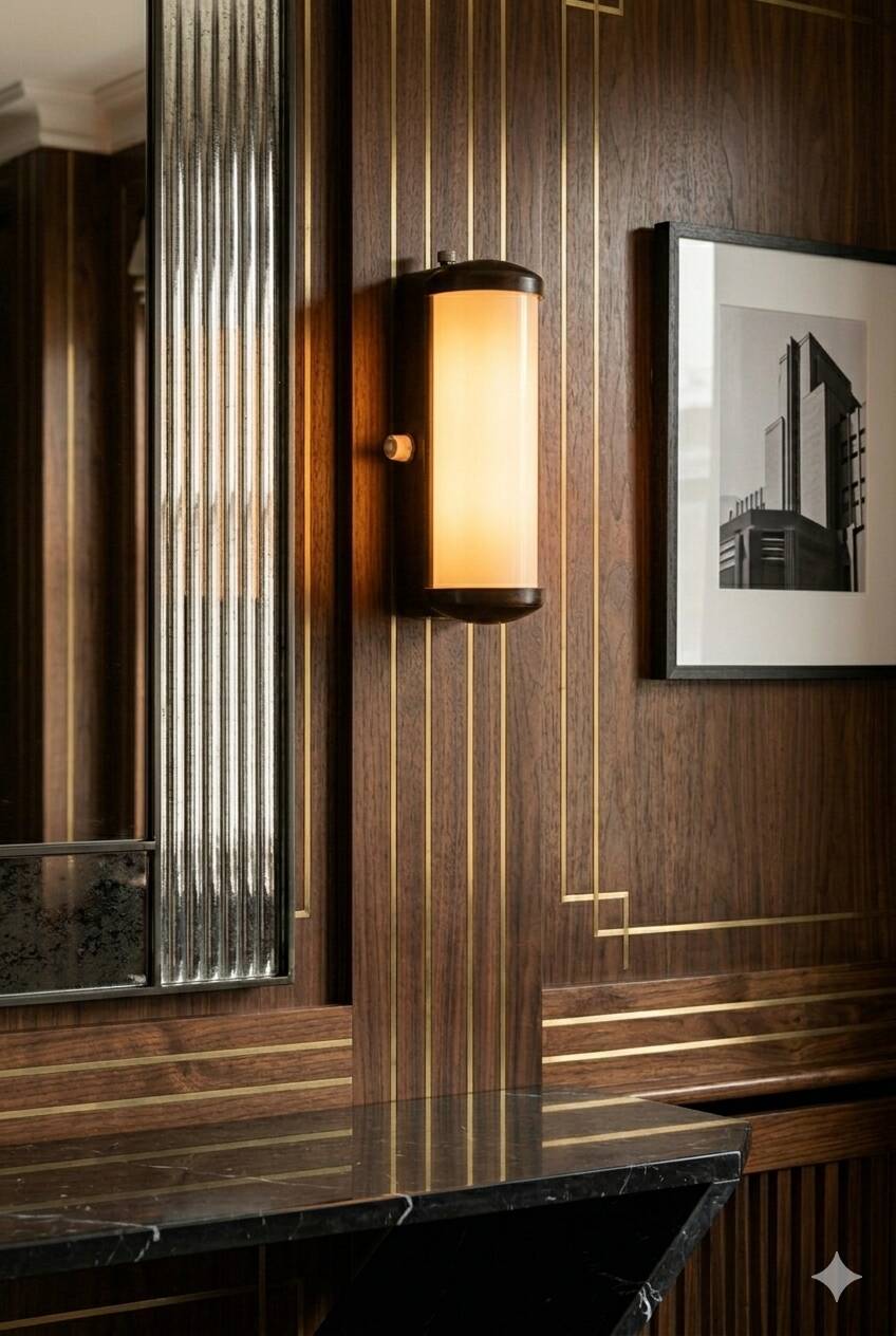Vintage Bakelite and Opaline Wall Light Art Deco-Bauhaus
