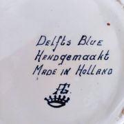 Delfts Blue FG vase Dutch landscape on one side and floral decoration on the other