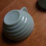 5 pale green Art Deco opaline cups