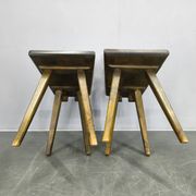 Set of 3 Brutalist Wooden Chairs, Czechoslovakia, 1950s