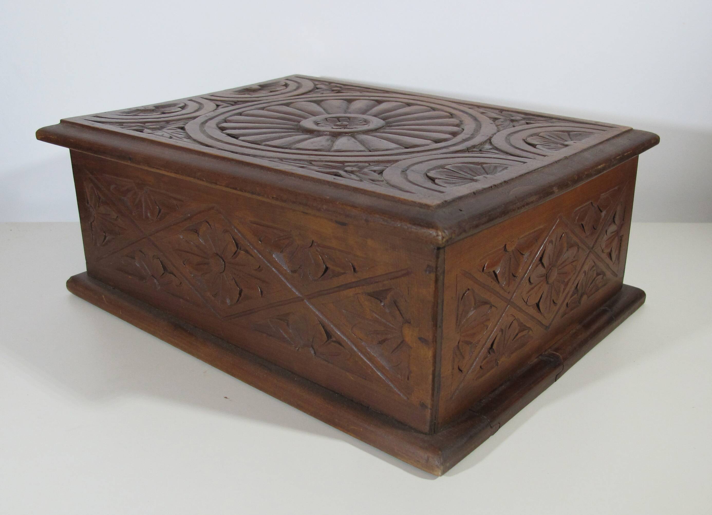 Carved wooden box