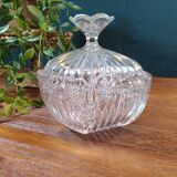 Ribbed glass candy dish with flowers