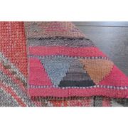 1970s Vintage Turkish Oushak Handmade Wool Cotton Pink Runner Rug 93X323