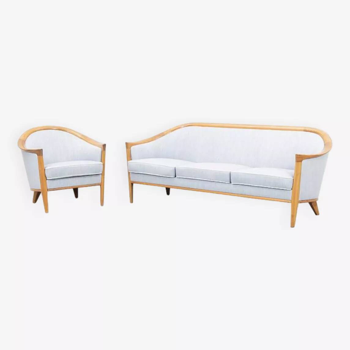 Vintage Scandinavian 3-seater sofa in walnut, Bertil Fridhagen, stamped Bröderna Anderssons.
