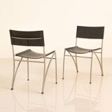 4 Italian black leather chairs from the 80s