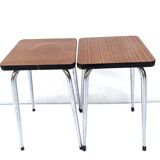 Lot 2 stools formica brown