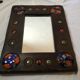 Wooden mirror with copper enamel decoration by Capo Esmaltes (Circa 1960)