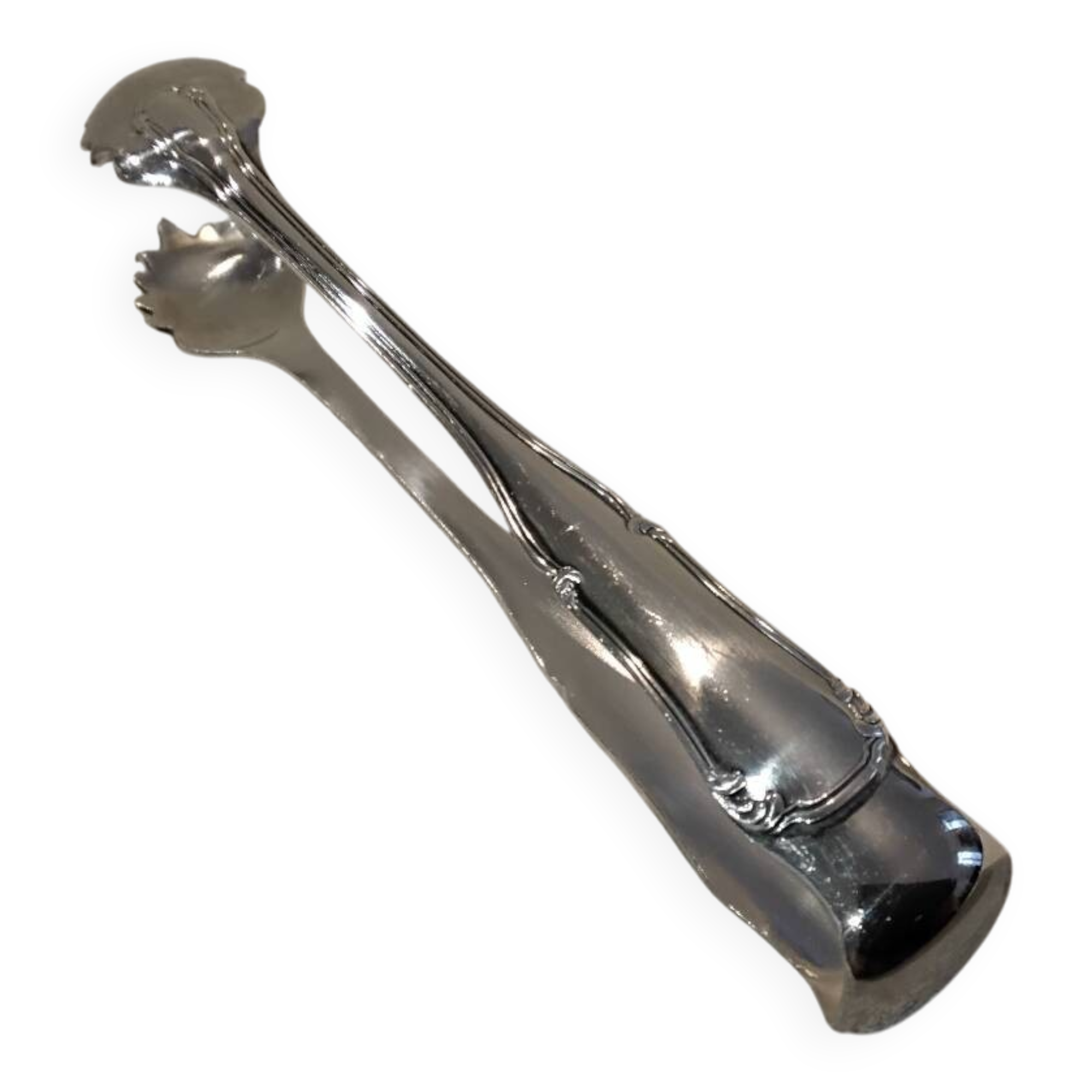 Silver-plated metal sugar tongs by silversmith Ercuis Valencay, 13.3cm