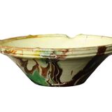 French antique ceramic bowl with jaspe glaze, Savoyard