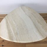 Travertine coffee table goes up and down to jack