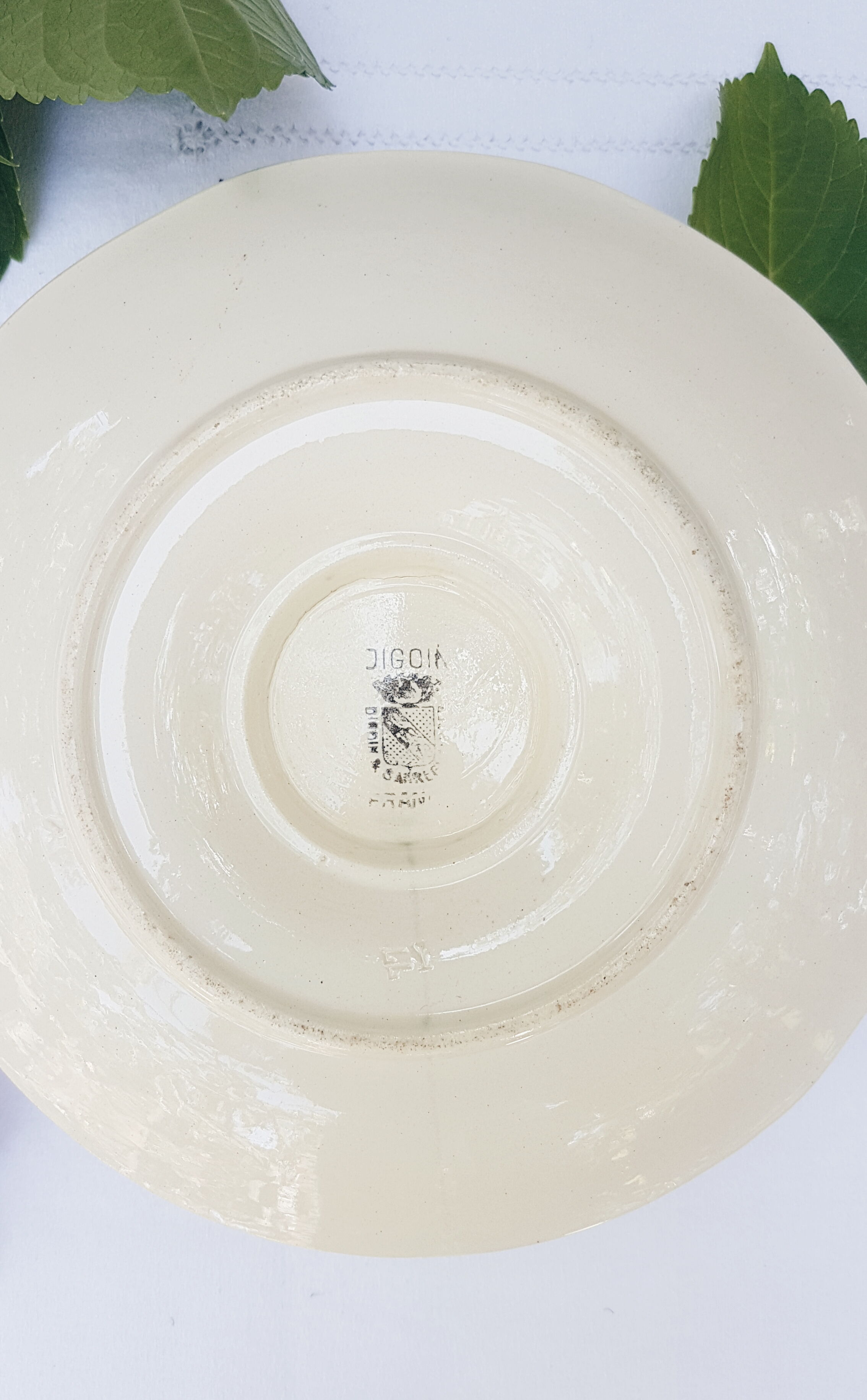 Saucière Digoin Sarreguemines blue Rose porcelain pattern "Cannes"