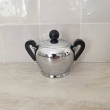 Alessi / Stainless steel and bakelite sugar bowl, "Bombé" collection