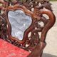 Lot de 2 chaises asiatiques chinoises vintage en palissandre sculpté avec marbre
