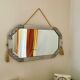 Hexagonal Art Deco mirror silver stucco frame, 30s.