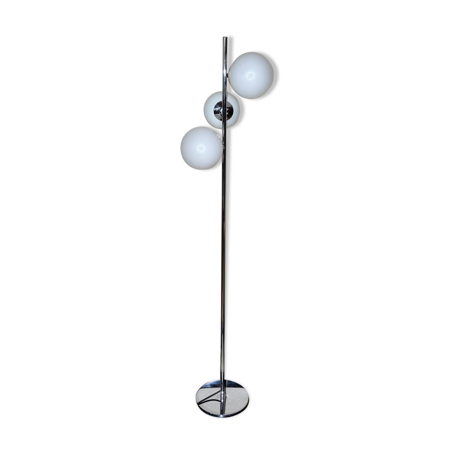 Lampadaire vintage chrome et verre
