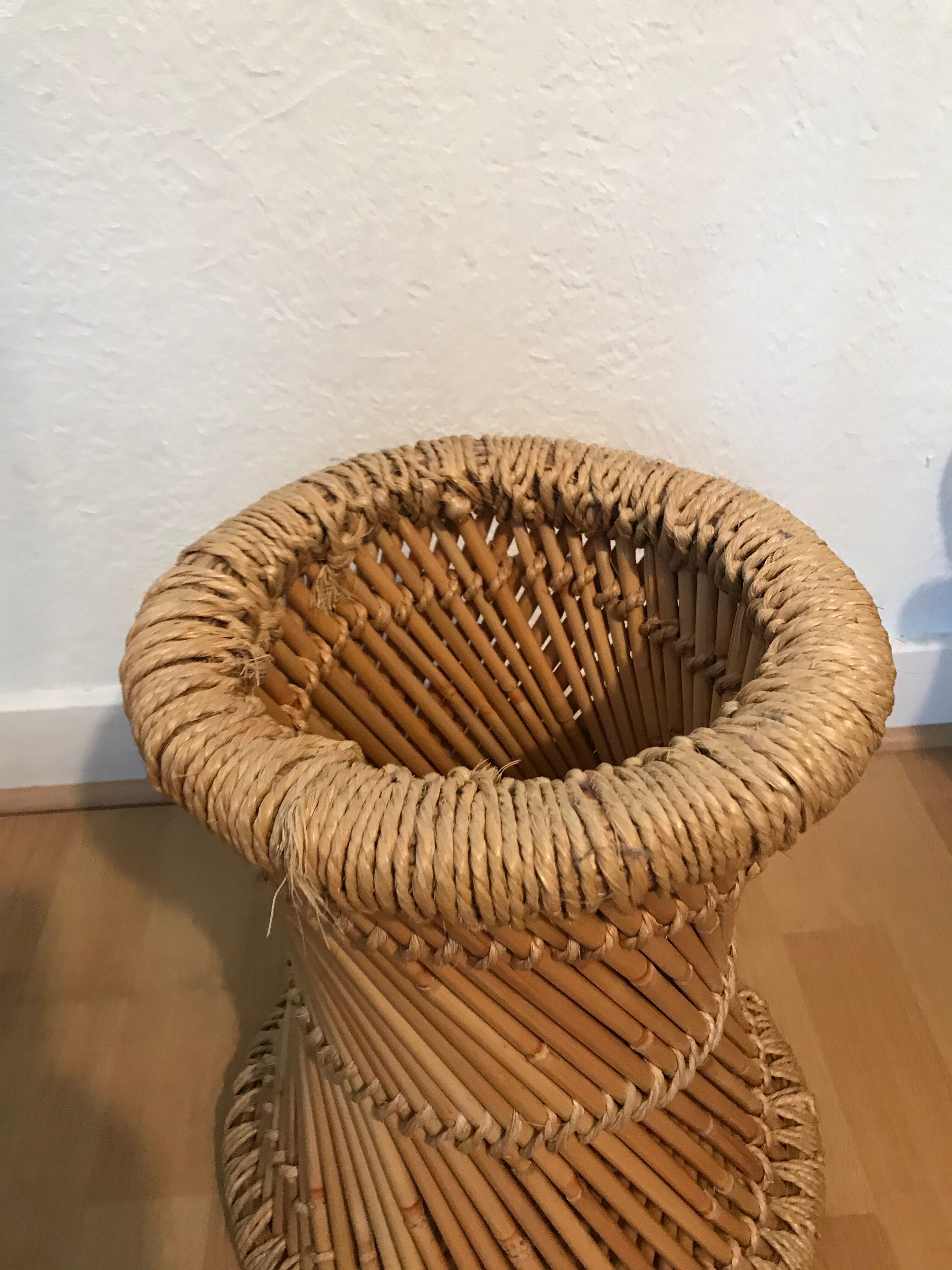 Small bamboo and rope tabouret
