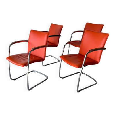 Série de 4 chaises design de Erik Munnikhof pour Leolux en chrome