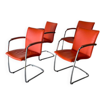 Série de 4 chaises design de Erik Munnikhof pour Leolux en chrome