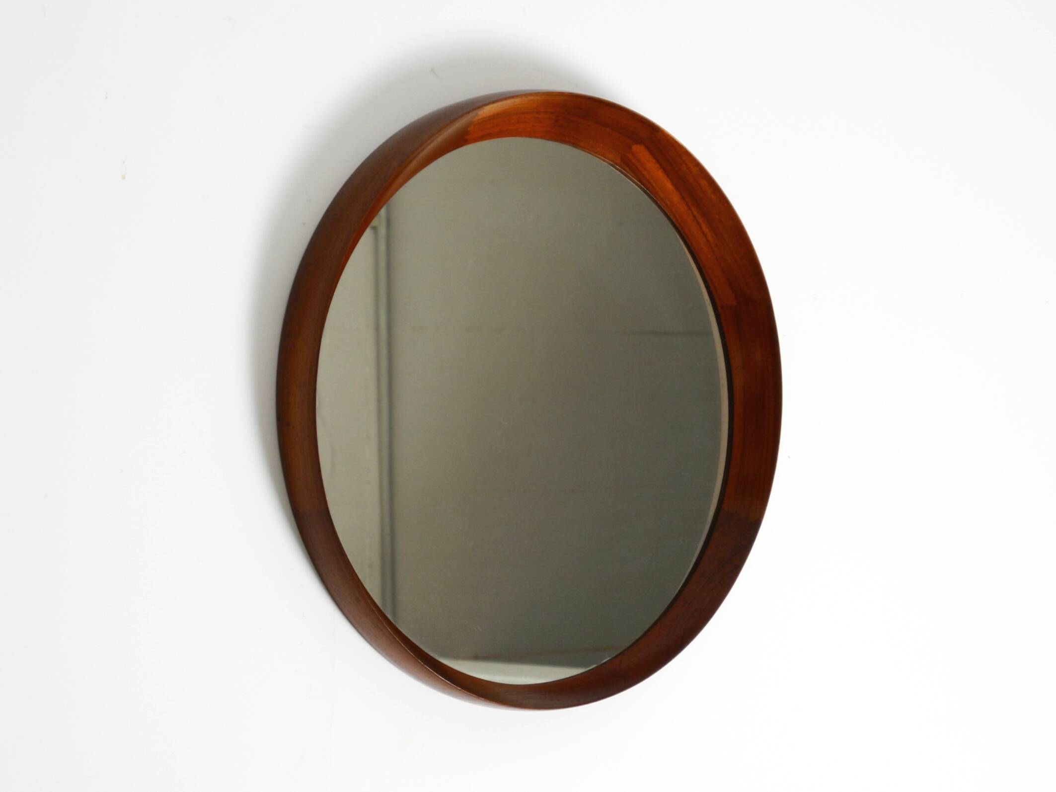 Beautiful round 1960s teak wall mirror by TH. POSS 'EFTF Copenhagen Denmark