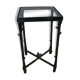 Giacometti style cast iron table, glass table
