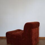 Rusty velvet low chair without arms