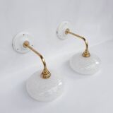 Speckled glass swan neck wall lights