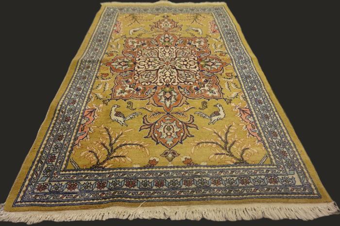 PERSIAN rugs, QOM, Iran - 80 cm x 130 cm, knotted hand, 1970