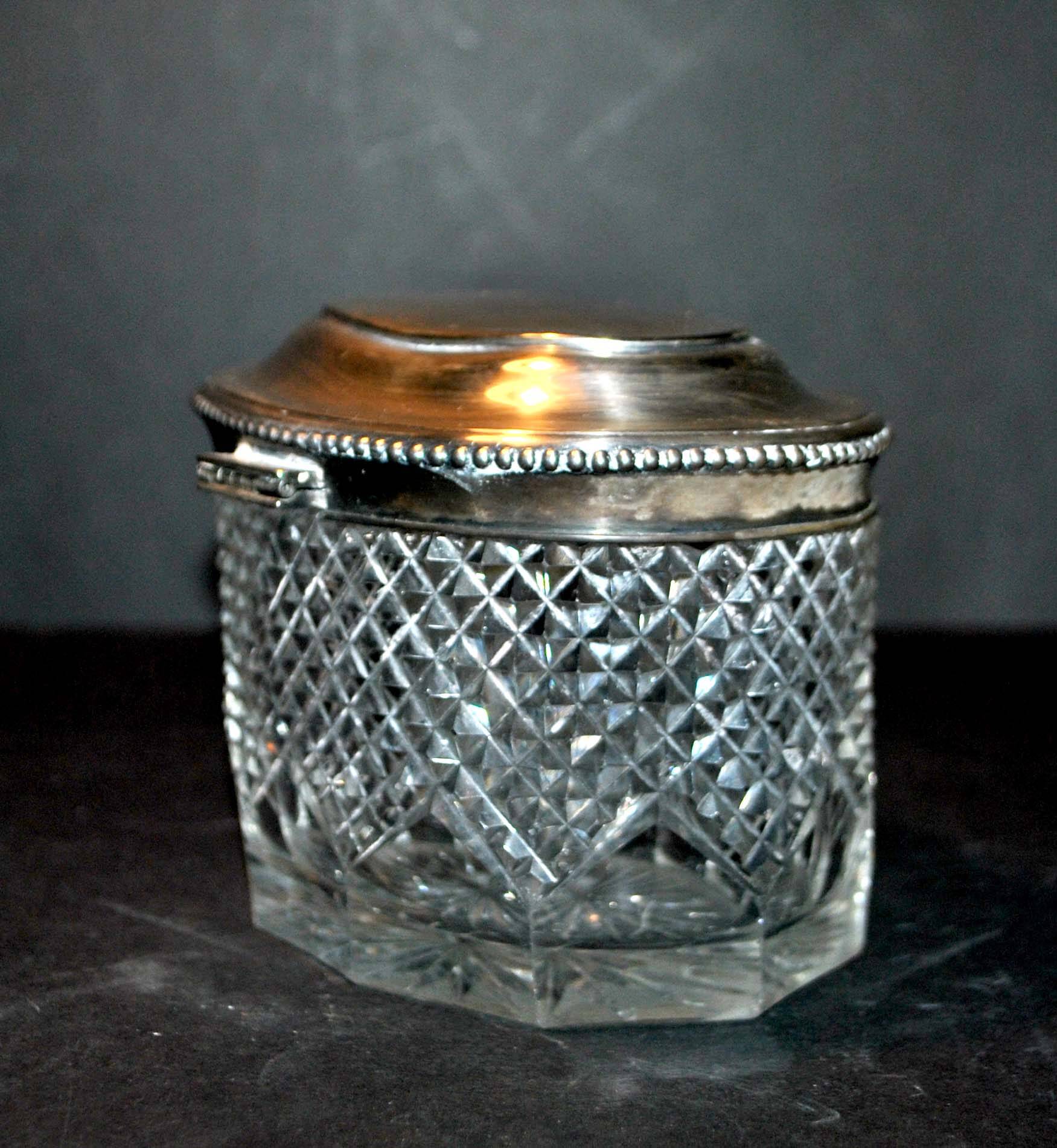 Old box in silver and cut crystal germany hallmark 833