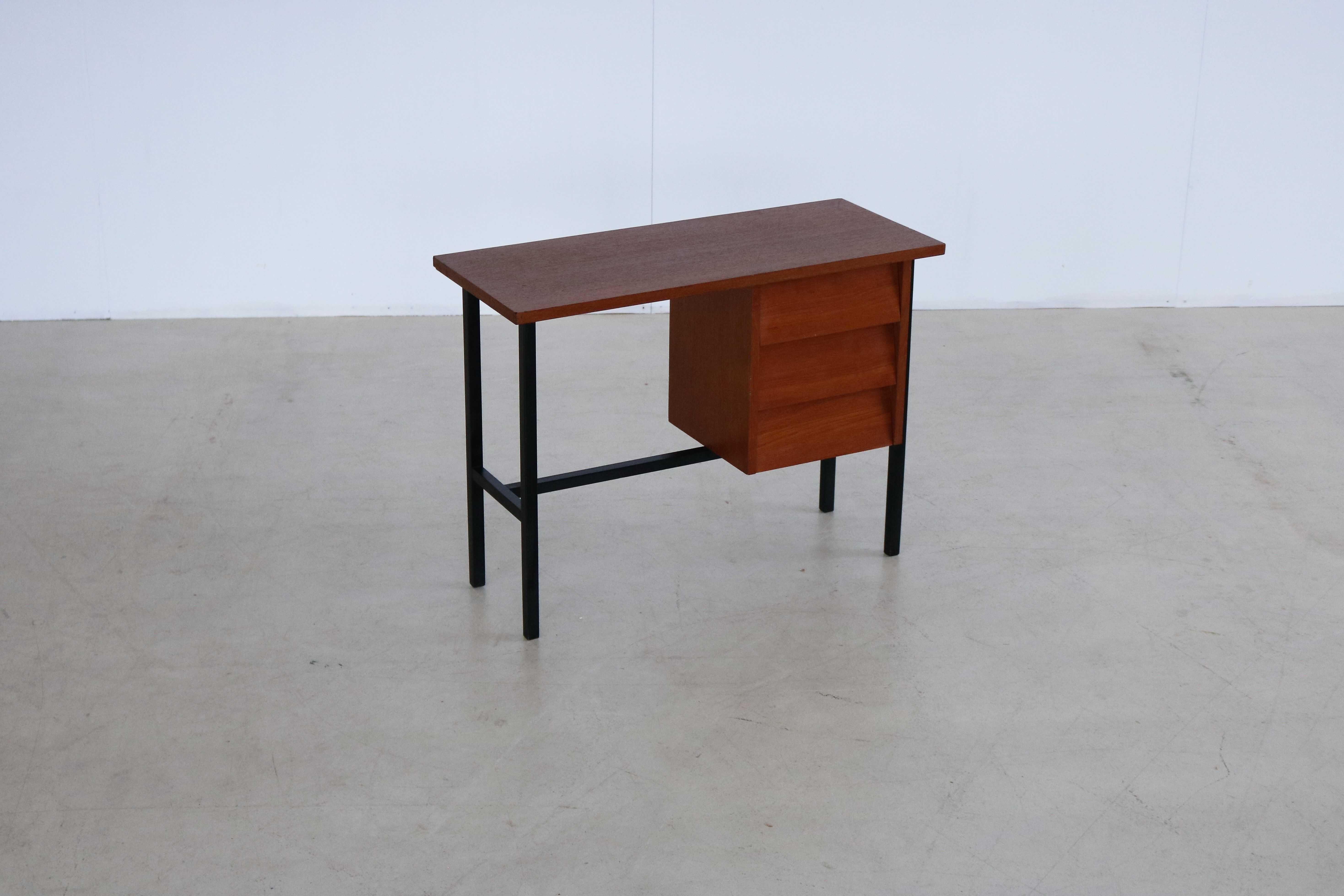 Vintage teak metal sidetable